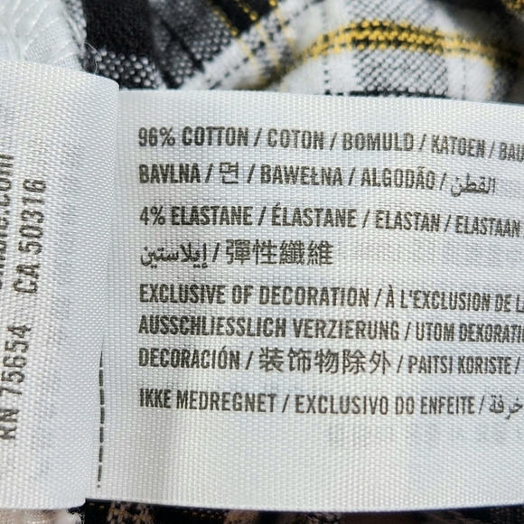 Hollister Black White Yellow Plaid Front Button Skirt w/Pockets Size XSmall - Picture 7 of 8